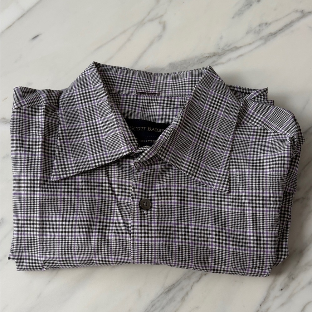 Scott Barber Men's Black and White Plaid Shirt